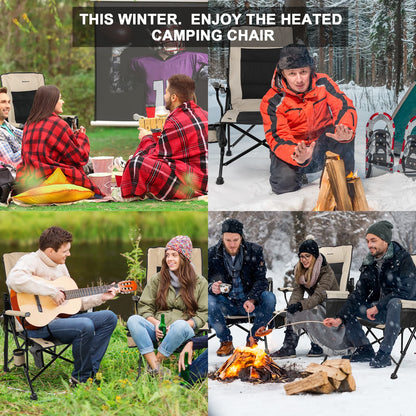 REALEAD Heated Camping Chairs - Fully Padded - Heated Folding Chairs for Outdoor Sports - Supports 400 lbs - Portable Heated Outdoor Camp Chairs for Sport Events - Concert - Battery NOT Included