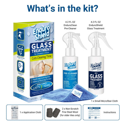 EnduroShield Glass Treatment Kit - Advanced Protection for Glass Surfaces - Repels Soap Scum, Grime & Dirt Without Harsh Chemicals - 4.2 fl oz