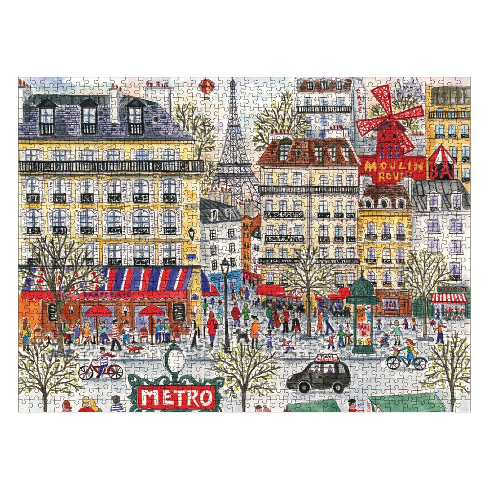Galison Michael Storrings Paris Puzzle, 1,000 Pieces, 20”x27” – Fun and Challenging – Piece Together a Charming Paris Scene Complete with The Metro, Cafes, Shops, and The Iconic Eiffel Tower, 1000