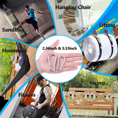 Spring Snap Hooks, 304 Stainless Steel Metal Clip Heavy Duty Rope Connector Small Snap Clamp Key Chain Link Buckle for Hammock Swing Set Outdoor Travel Camping Fishing Hiking