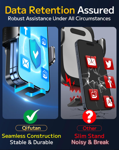 Qifutan Dash Mounted Holders Phone Holders for Your Car Phone Mount for Car Windshield Dashboard Air Vent Universal Hands Free Automobile Cell Phone Holder Fit for iPhone Smartphone