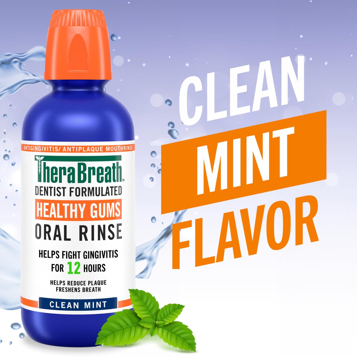 TheraBreath Healthy Gums Mouthwash Clean Mint, Antigingivitis, Dentist Formulated, 16 Fl Oz (2-Pack)