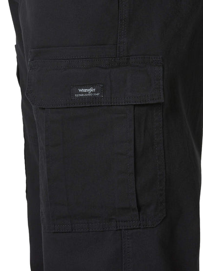 Wrangler Authentics Relaxed Fit Stretch Cargo Pant, Black, 36W x 32L