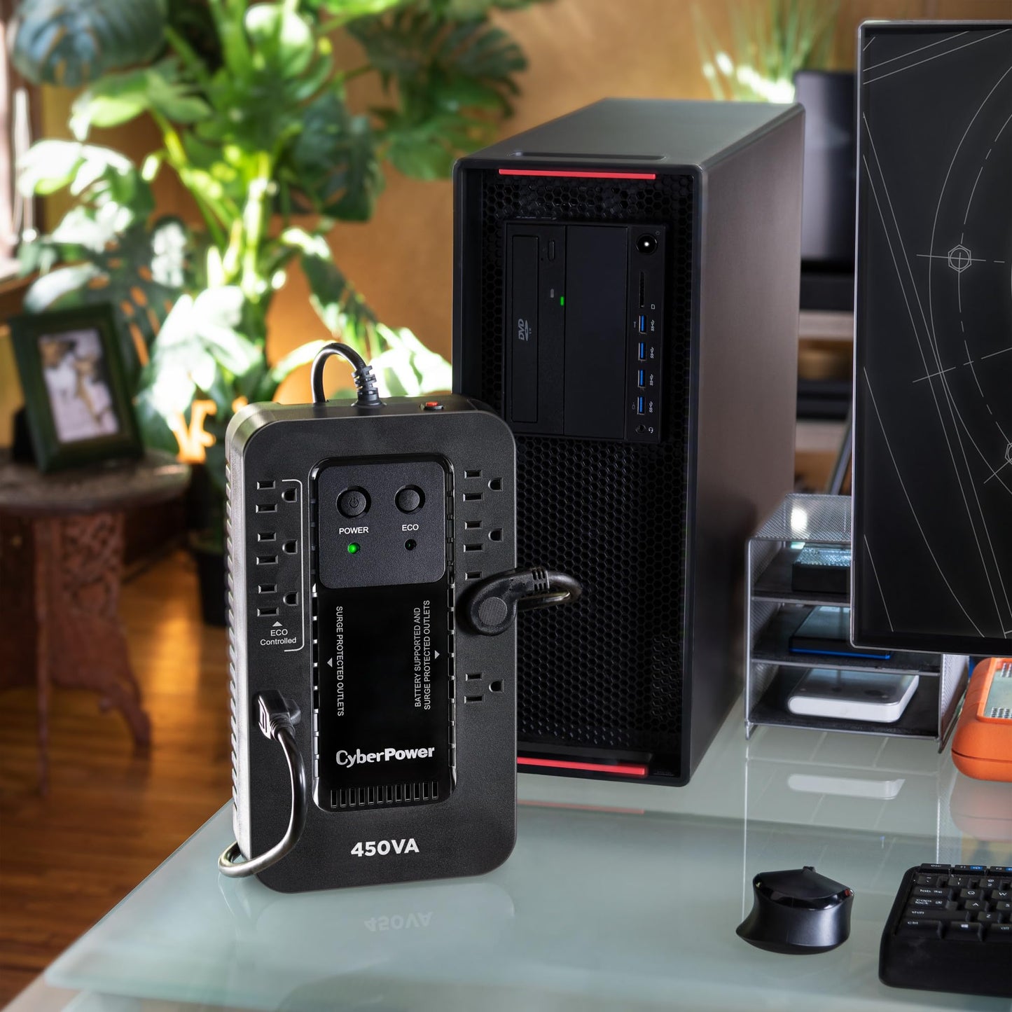 CyberPower EC450G Ecologic Battery Backup & Surge Protector UPS System, 450VA/260W, 8 Outlets, ECO Mode, Compact Uninterruptible Power Supply