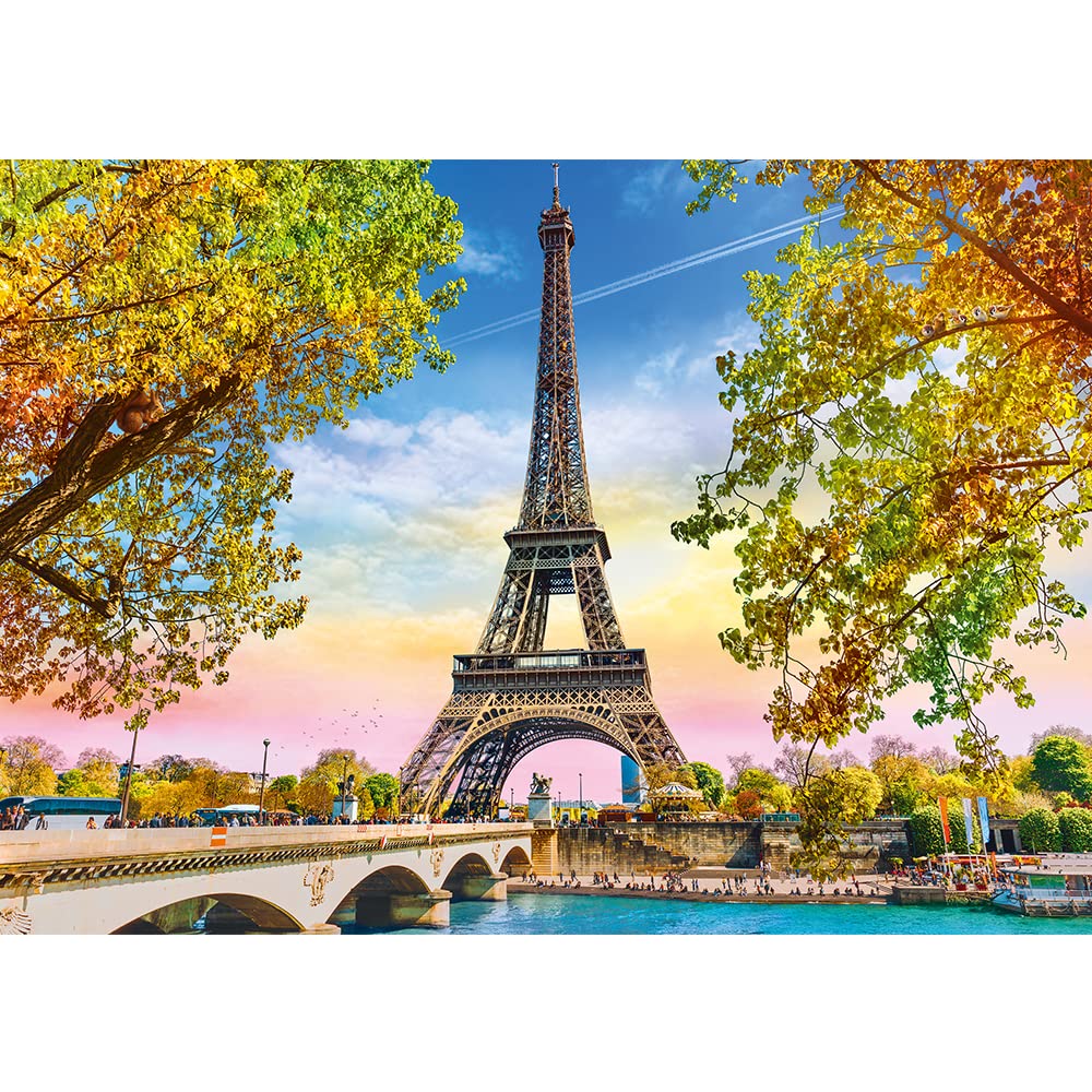 Trefl Romantic Paris 500 Piece Jigsaw Puzzle Red 19"x13" Print, DIY Jigsaw, Creative Fun, Classic Puzzle for Adults and Children from 10 Years Old