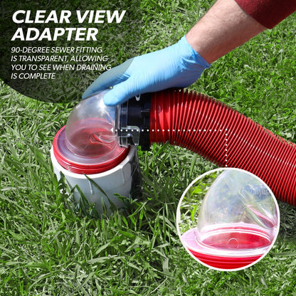 Valterra EZ Coupler 20-Foot RV Sewer Hose Kit for RV Camper, Includes 2 Attachable 10-Foot Hoses with Rotating Fittings and 90 Degree Clearview Sewer Adapter