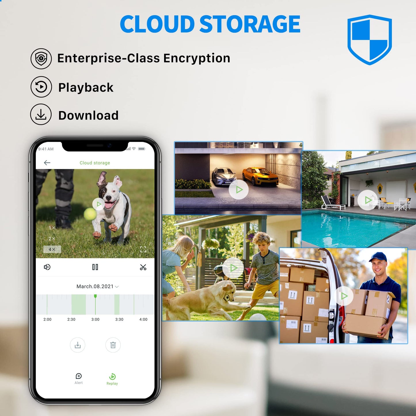 Septekon 2K Home Security Cameras, 4 Pack Wired WiFi Outdoor Security Cameras with Night Vision, Two-Way Audio, 2.4G WiFi, IP66, Motion Detection Alarm - P30