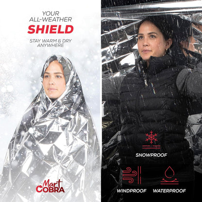 Emergency Blanket 4-Pack Space Mylar Blankets Survival Gear and Supplies Reusable Thermal Camping Hunting Essentials First Aid Car Emergency Kit Prepper Bug Out Bag Foil Warm Cat Cold Snow Winter