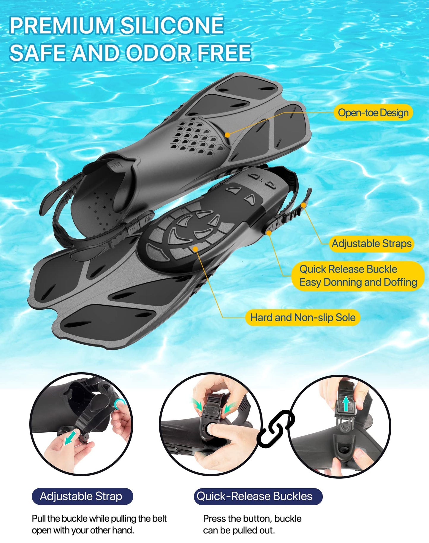 Ubekezele Snorkeling Gear for Adults Men Women,4 in 1 Snorkel Set with Panoramic View Diving Mask Anti-Fog Anti-Leak,Dry Top Snorkel,Fins and Travel Bag for Swimming,Snorkeling and Travel Diving