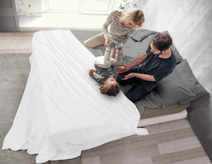 Utopia Bedding White 100% Cotton Waffle Blanket 300 GSM [Queen - 90x90 Inch] Soft Lightweight Breathable Bed Blanket for All Season