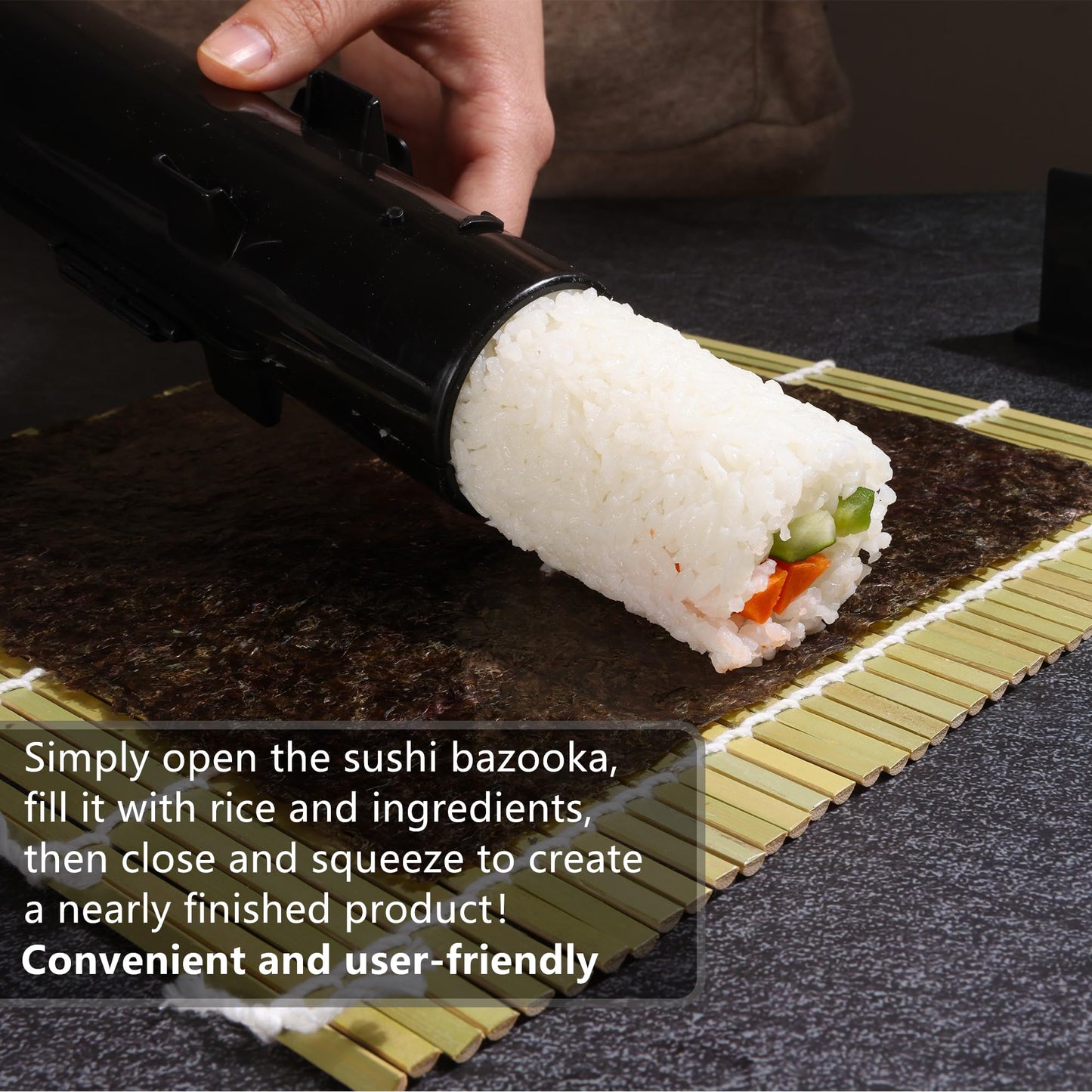 FUNGYAND Sushi Making Kit, All-in-One Bazooka Roller Set with Bamboo Mats, Avocado Slicer, Paddle, Knife, Chopstick & Holders, Cotton Bag - DIY Maki Roller Machine