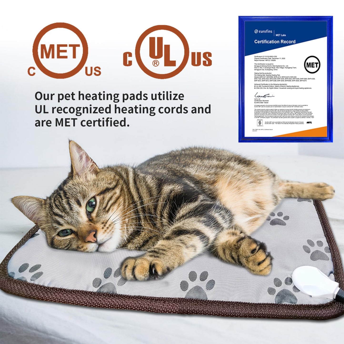 GOLOPET Large Dog Heating Pad 34x21in with Smart Thermostat Switch and Power Line Protection Tube,Obtained MET and UL Dual Certification,Waterproof Pet Heating pad, Suitable for Dogs of All Ages