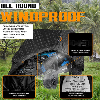 UTV Cover 2 Seater Waterproof Outdoor,Side by Side ATV Covers,Durable Anti-UV All Weather Protection, Compatible with Polaris Ranger RZR Can-am Defender Yamaha Honda Pioneer,115" Lx59 Wx74.8 H
