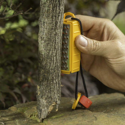 Smith's 50562 Pack Pal Tinder Maker with Fire Starter – Stainless Steel Grater –Striker – Natural Tinder – Outdoor Survival Tool – Lightweight – Portable, Yellow