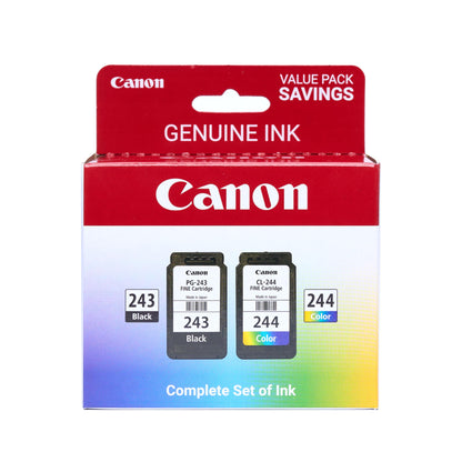 Canon PG-243 / CL-244 Genuine Ink Value Pack (2 Cartridges), Compatible with iP2820, MX492, MG2420/2520/2920/2922/2924/3020/2522/2525, TS3120/302/302a/202/4520/3320