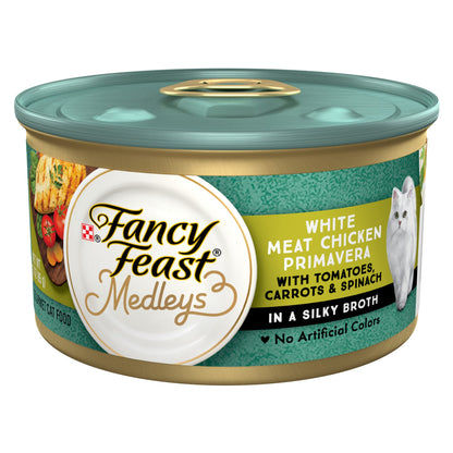 Purina Fancy Feast Medleys White Meat Chicken Primavera With Tomatoes, Carrots and Spinach in a Silky Broth - (Pack of 24) 3 oz. Cans