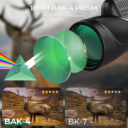 15x56 HD Monocular Telescope High Powered for Adults with Smartphone Adapter, High Powered Monocular Scope with Clear Low Light Vision for Star Watching, Bird Watching, Hiking, Concert