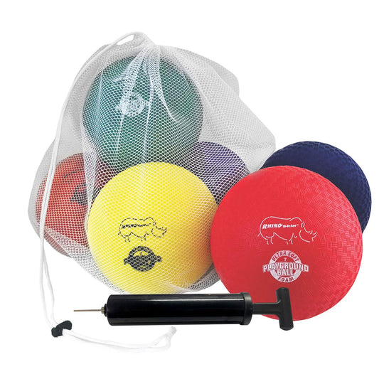 Champion Sports 7" Super Soft Playground Ball Set – RHINO Skin® Foam Inflatable Balls for Indoor & Outdoor Play Durable, Lightweight & Safe for All Ages, Set of 6 with Pump & Mesh Bag