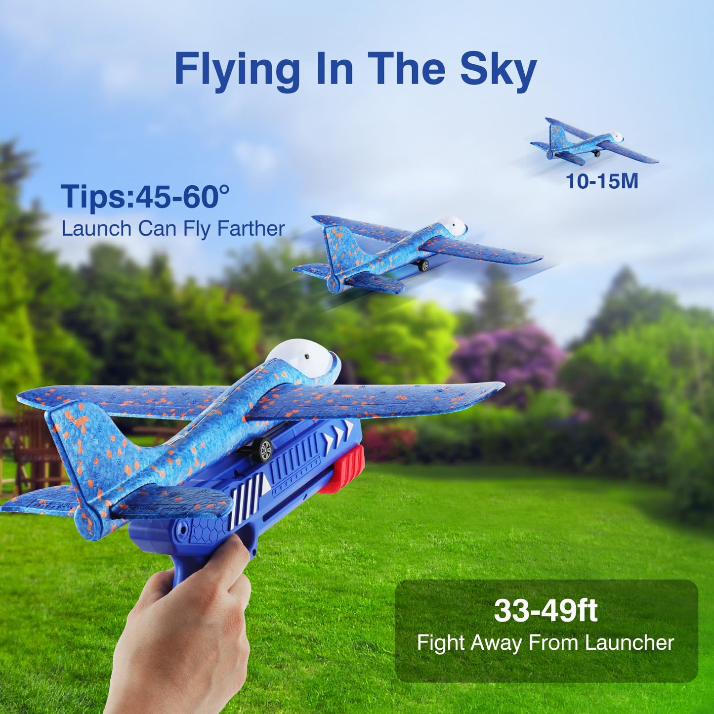 Wesfuner 3 Pack Foam Airplane Launcher Toys, 2 Flight Mode Glider Plane,Kids Flying Toy,3 4 5 6 7 8 9 10 11 12 Year Old Boys Girls Gifts,Outdoor Sport Party Favor