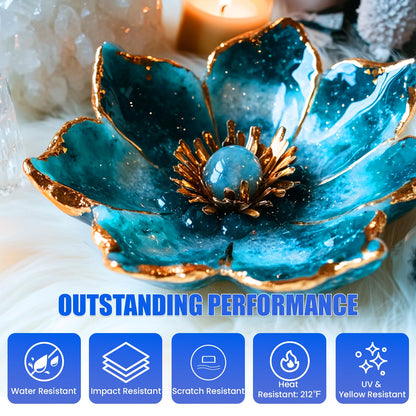 ProKKUV Epoxy Resin Kit, 64OZ Kit Crystal Clear Resin Epoxy, Bubble Free, No Yellowing, UV Resistant, Food Safe with Foil Flakes, Sequin, Easy Mix 1:1 for DIY Crafts Jewelry Making(32OZ x 2)