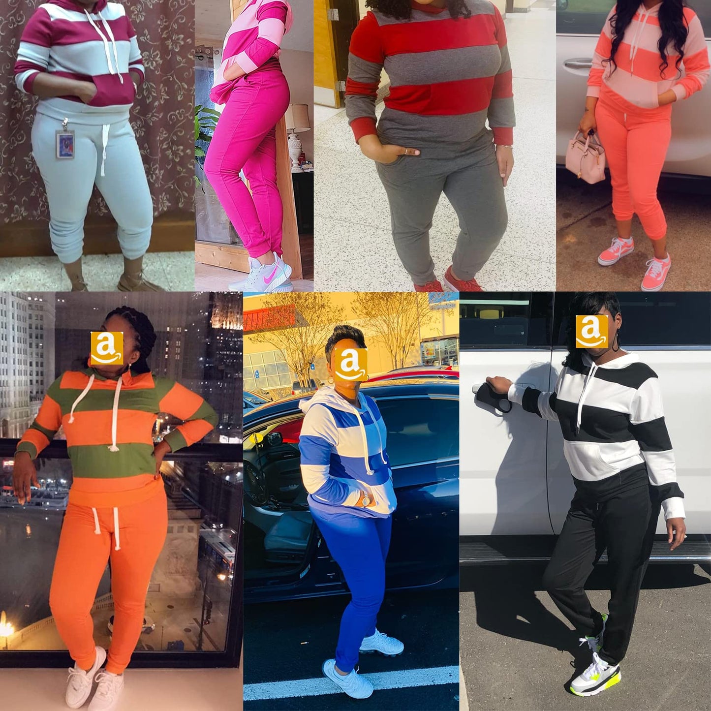 TOPONSKY Hoodie Sweatsuit Women 2 Piece Jogger Work Outfits Gym Track Suits Pink White S