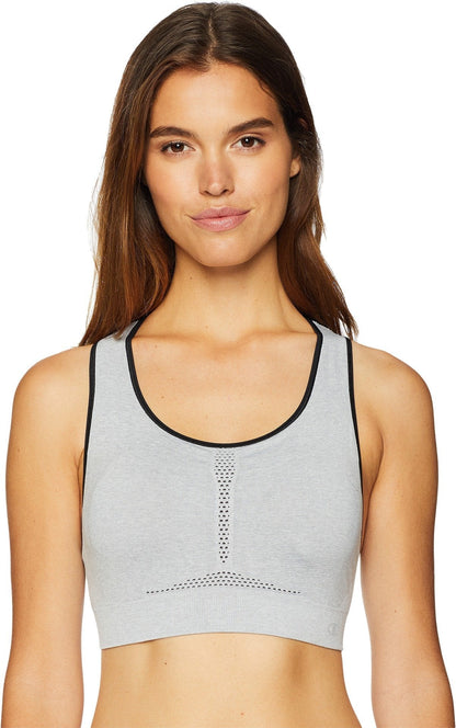 Champion Women's Infinity Shape Sports Bra, Oxford Grey Heather/Black, X-Small
