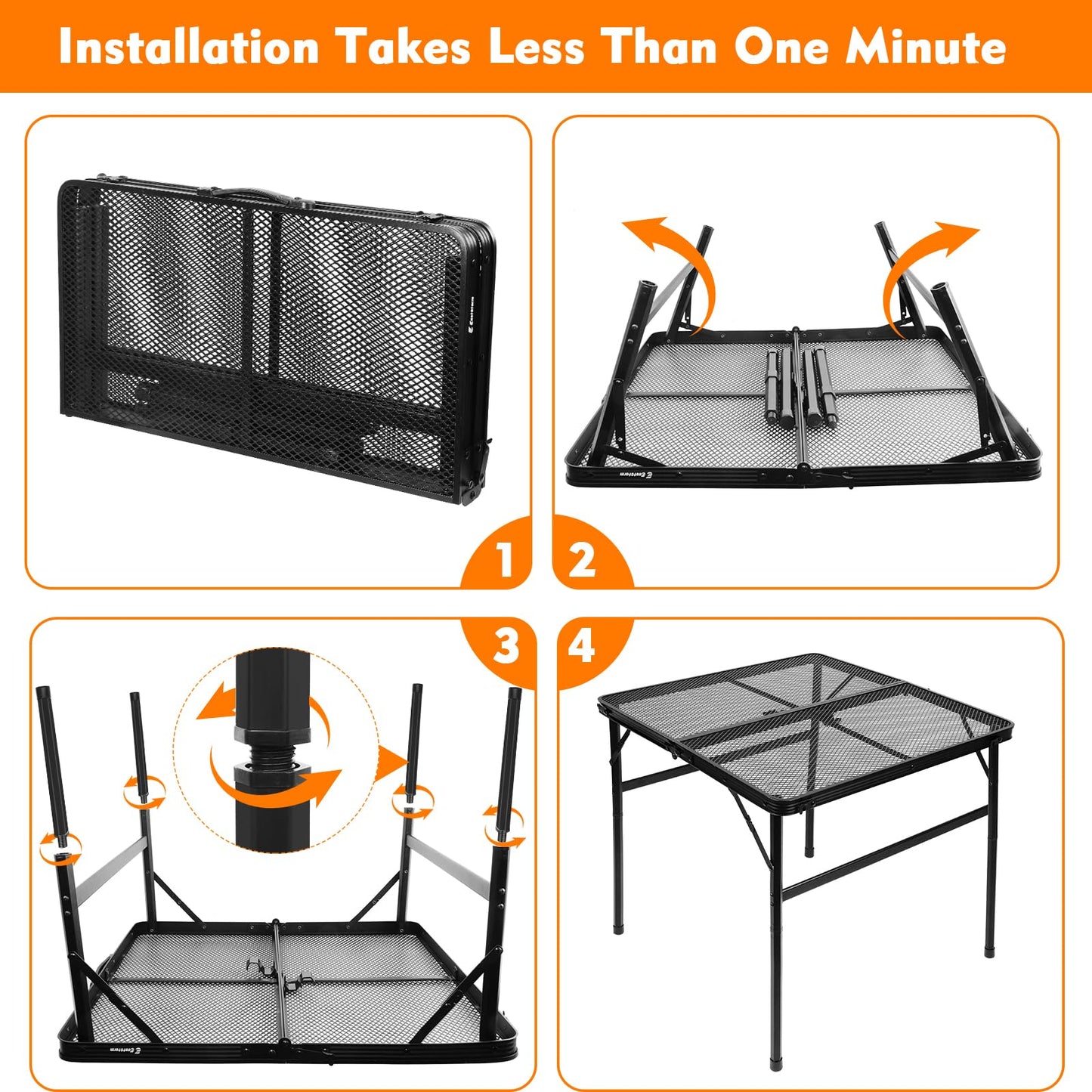 E EASTSTORM Square Folding Table, Easy for Storage, Compact and Portable Picnic Table for Grill, Outdoor Camping, Garden, Patio, Dining, BBQ, Party, Market and Card Table, 27.2 L×27.2W inches