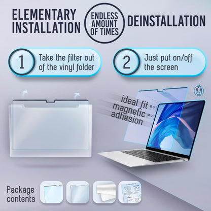 VINTEZ Magnetic Blue Light Screen Protector Compatible With MacBook Pro 14" 2021, 2022, 2023, 2024, M1, M2, M3, M4 Anti Blue Light Blocking Filter for Laptop