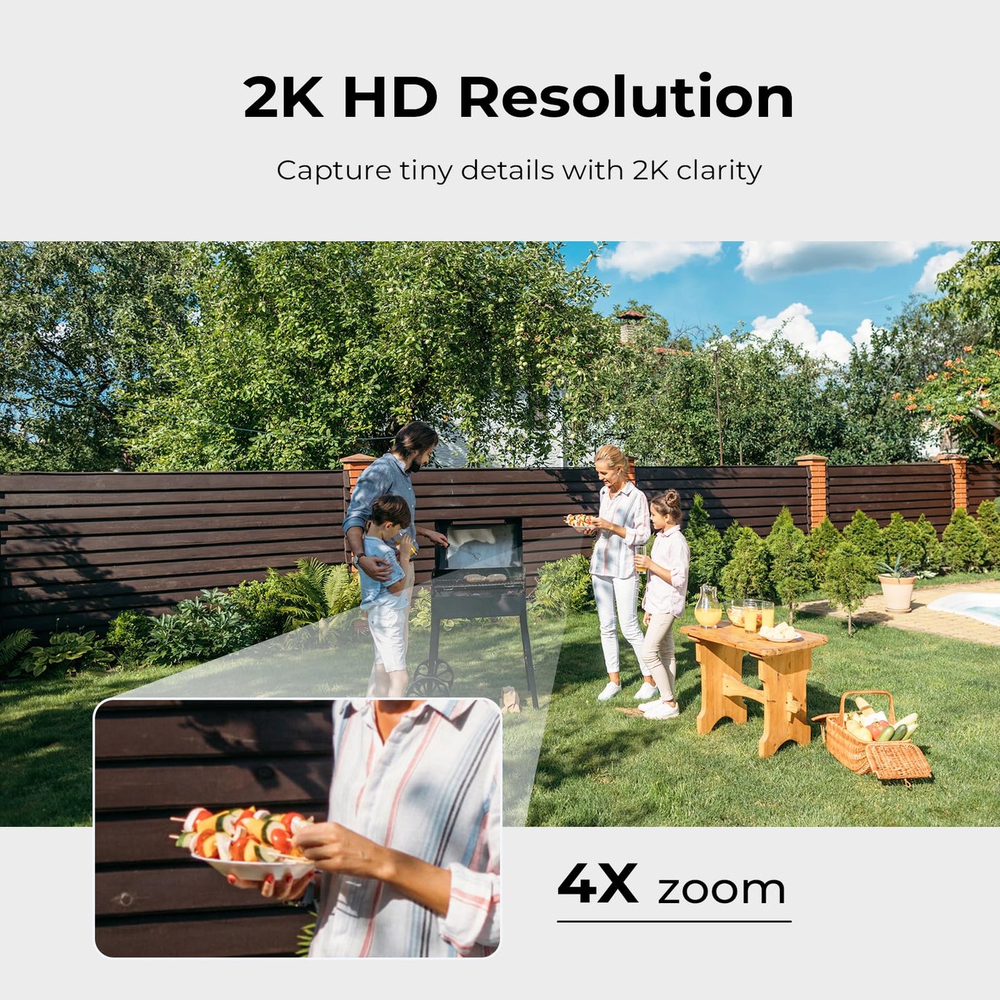 SEHMUA 2K Solar Security Cameras Wireless Outdoor, Low-Light Color Night Vision, 360° Live View, 2-Way Talk, PIR Motion Sensor, 2.4GHz Wi-Fi, White, 2 Pack