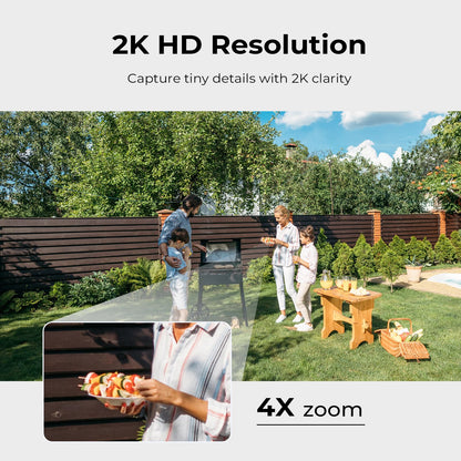 SEHMUA 2K Solar Security Cameras Wireless Outdoor, Low-Light Color Night Vision, 360° Live View, 2-Way Talk, PIR Motion Sensor, 2.4GHz Wi-Fi, White, 2 Pack