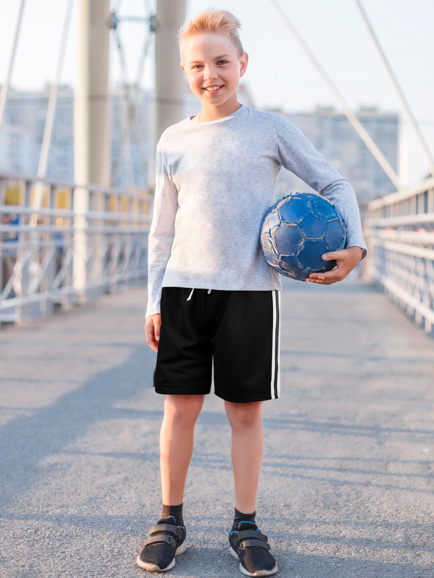 YERIOK 5 Pack Boys Shorts Boys Athletic Basketball Mesh Kids Soccer Gym Clothes Quick Dry Active Sports Shorts Black, Navy Blue, Mixed Color A 12-14Y