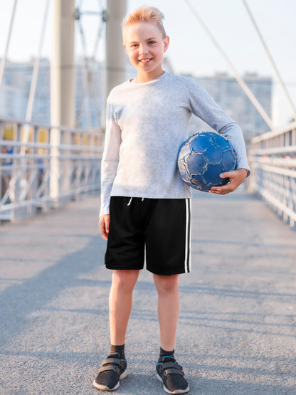 YERIOK 5 Pack Boys Shorts Boys Athletic Basketball Mesh Kids Soccer Gym Clothes Quick Dry Active Sports Shorts Black, Navy Blue, Mixed Color A 12-14Y