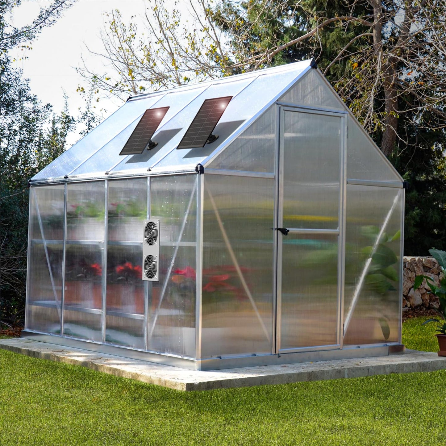 20W Solar Powered Fan Kit, IPX7 Weatherproof Dual Fan, Solar Exhaust Intake Cooling Ventilation for Chicken Coop,Greenhouse,Shed,Pet House,Outside with 11Ft/3.5m On/Off Switch Cable