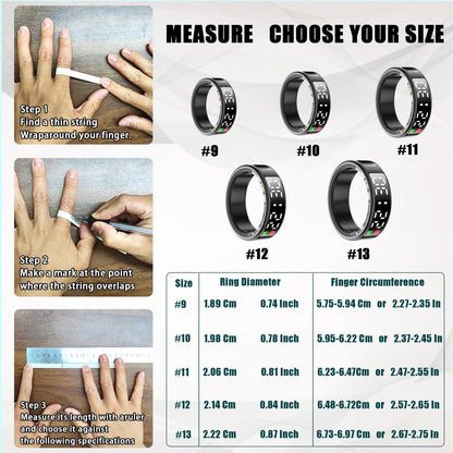 Smart Rings for Women Men,Fitness Tracker Ring,Smart Ring whth Display and Touch Button,IP68waterproof,Health Ring Tracks Heart Rate/Sleep/Steps/Blood Oxygen/Calorie/Distance,No Subscription(Black9)