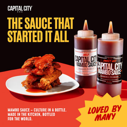 Capital City Mambo Sauce Sweet Hot & Mild Variety Pack, Washington DC Wing Sauces, Perfect Condiment for Wings Chicken Pork Beef Seafood Burgers Rice or Noodles, 12oz (2 Pack)