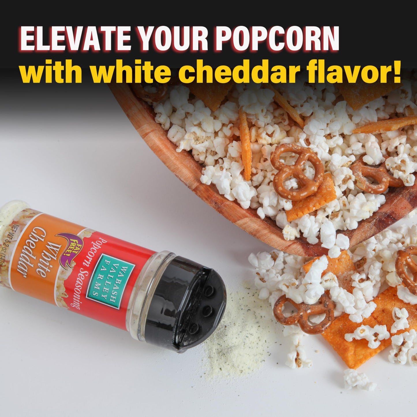 White Cheddar Cheese Popcorn Seasoning - Wabash Valley Farms White Cheddar Cheese Powder, Fat Free Powder for Popcorn, Seasoning (5.2 oz)