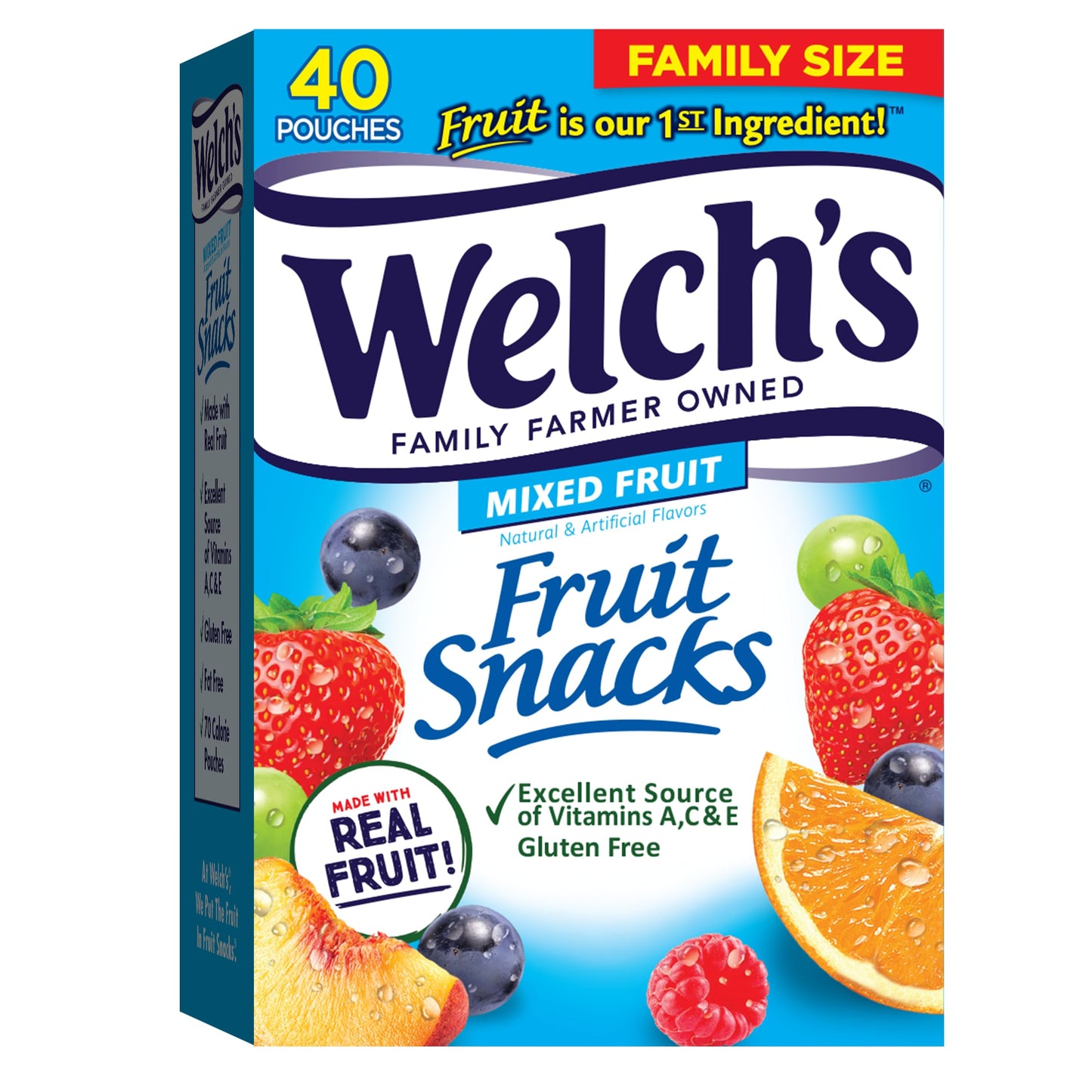 Welch's Fruit Snacks, Mixed Fruit Snack Box, Gluten Free, 0.8oz Snack Packs (Pack of 40)