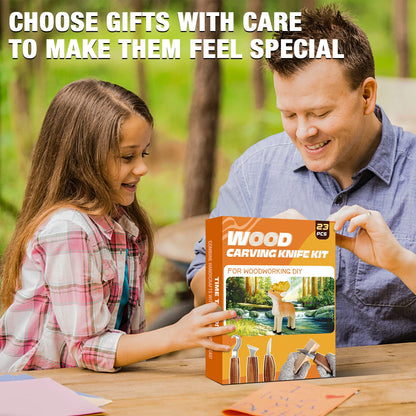 Wood Carving Kit, 23pcs Wood Carving Tools with 4 Wood Carving Knives 5 Detail Knives 9 Blocks, Whittling Kit DIY Hobbies for Adults