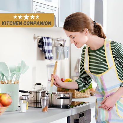 QMVESS Silicone Kitchen Utensils Set, 35 Pcs Non-Stick Cooking Utensils Set, Sturdy Insulation Wooden Handle Kitchen Accessories for Cooking with Spatula Set and Spoons Set Gadgets (Light Green)