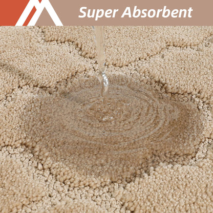 COSY HOMEER Soft Kitchen Rugs [2 PCS] for in Front of Sink Super Absorbent Kitchen Floor Mats and Mats 20x30 Inch/20X48 Non-Skid Kitchen Mat Standing Mat Washable,Polyester,Beige