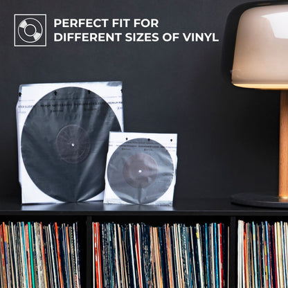 Big Fudge Vinyl Record Sleeves Inner - Vinyl Sleeves - Clear 3-Layer Album Covers with Anti-Static Rice Paper - Acid Free Protective Outer Cover for 7" Records - White, 50 Pack