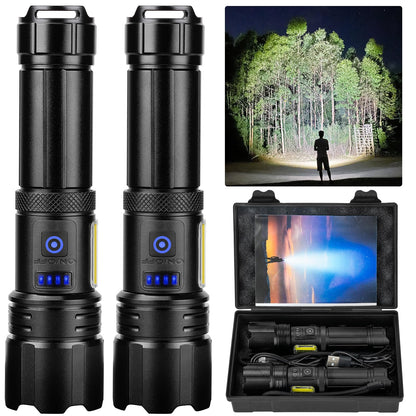Sigoobal Rechargeable Flashlight, High Lumens Super Bright Flash Light, 7 Modes with COB Work Light, IPX6 Waterproof, Powerful Handheld LED Flashlights for Home Camping Hiking