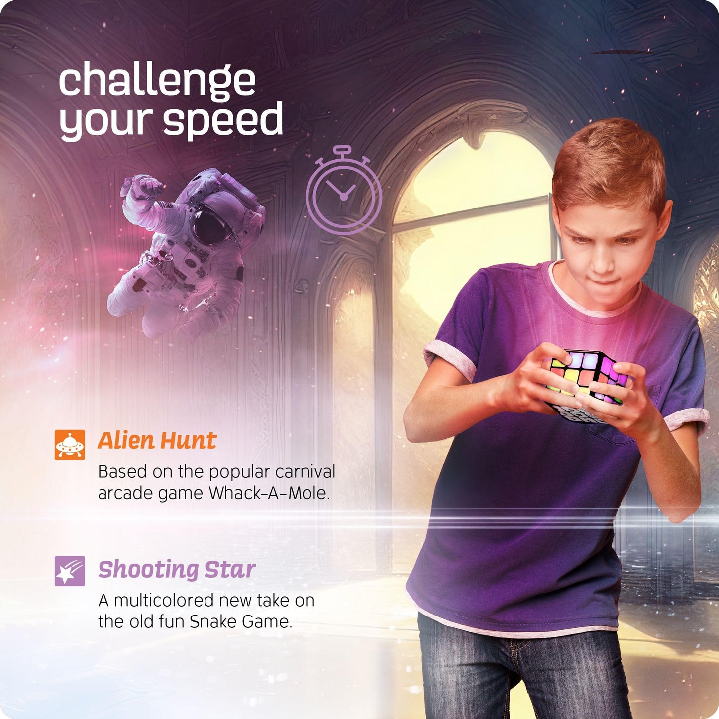 Rechargeable Game Activity Cube - Toys for Boys and Girls - 9 Fun Brain & Memory Games - Birthday Gifts for Age 6, 7, 8, 9, 10, 11, 12 Year Old Kids Teens - Best Boy Toy Gift Ideas