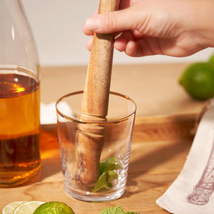 Twine Acacia Wood Mojito Muddler for Cocktails with Jute Storage Pouch, Bar Accessories, Cocktail Muddler, Drink Muddler, Set of 1, Wood Grain
