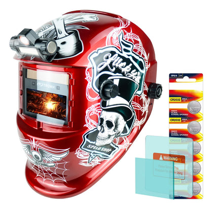 TRQWH Welding Helmet with Light True Color Auto Darkening Welding Helmets for Men Solar Powered Welding Hood with 2 Arc Sensor Wide Shade 4/9-13 for TIG MIG ARC Cool Welder Mask (TRQ-HD12)