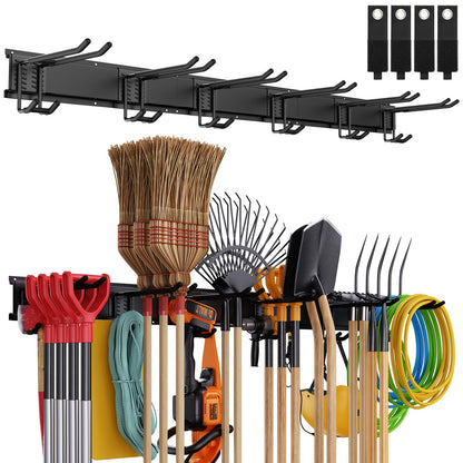 Waturis Tool Storage Rack, 48 Inch Heavy Duty Garage Wall Organzier, 13Pcs Adjustable Garden Tool Organizer for Garage Storage Organization Yard Shed Tool Organizer