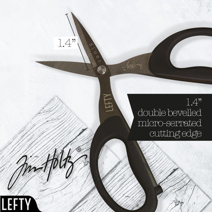Tim Holtz Left Handed Scissors - 5 Inch Mini Snips with Micro Serrated Blade - Lefty Craft Tool for Cutting Paper, Fabric, and Sewing - Titanium with Black Comfort Grip Handles