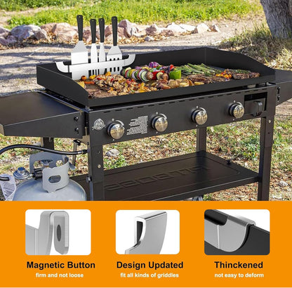 10 Inch Griddle Spatula Holder Magnetic Design, Stainless Steel Grill Barbecue Tool Rack, Griddle Accessories for Blackstone Flat Top Griddle and Other Grill Griddles (2 Pcs)