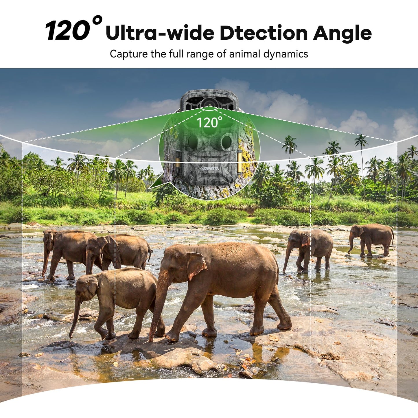 DEATTI Trail Camera 48MP 4K Game Camera with 8 Batteries 32GB SD Card,WiFi Bluetooth Connection,Trail Cameras with Night Vision Motion Activated Waterproof for Wildlife Deer Outdoor 0.1s Trigger Time