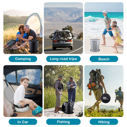 TRIPTIPS Upgrade Retractable Portable Toilet Travel Toilet Adjustable Height Camping Toilet Portable Potty for Adults Kids, Foldable Portable Toilet for Camping/Car